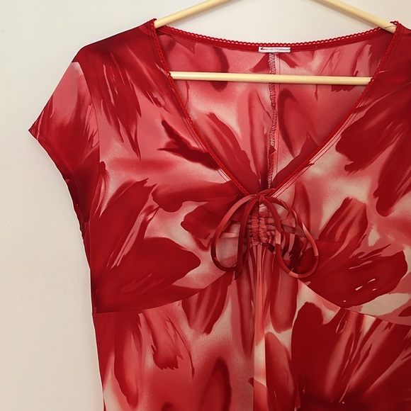 Vintage red floral summer dress - Picture 2 of 5